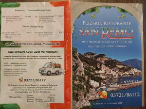 Speisekarte Pizzeria San Remo Seite 1
